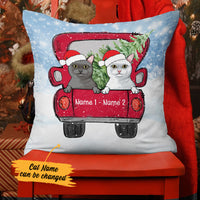 Personalized Cat Red Truck Christmas Pillow OB202 81O34 thumb 1