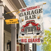 Personalized Garage Bar Friends Beer & Gears Flag AG172 95O58 thumb 1