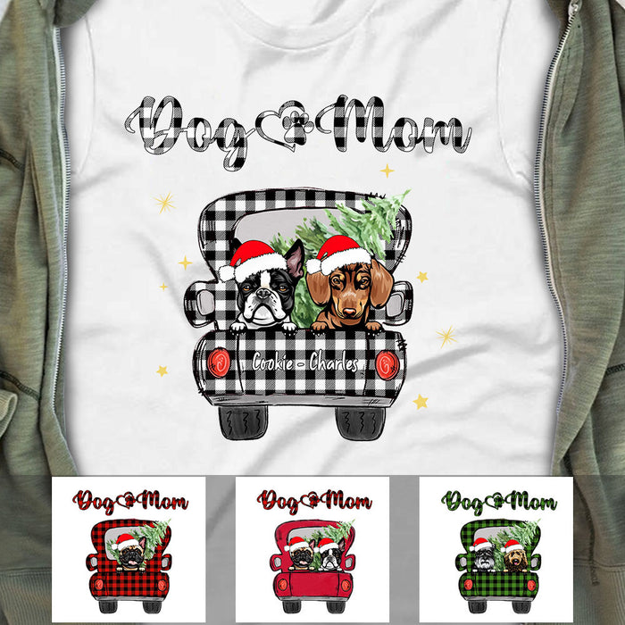 Personalized Dog Mom Christmas Red Truck T Shirt OB153 30O58 1