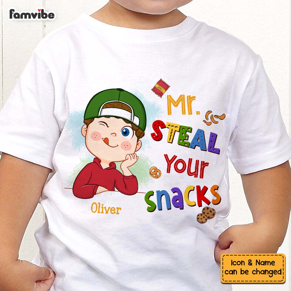 Personalized Gift For Grandson Mr Steal Your Snacks Kid T Shirt - Kid Hoodie - Kid Sweatshirt 30482 Mockup 2
