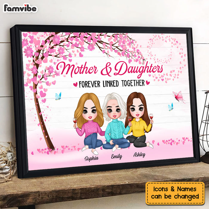 Personalized Daughters and Mother Forever Linked Together Poster 23216 1