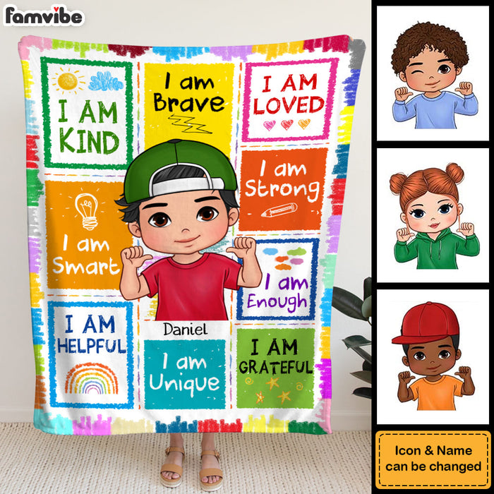Personalized Inspiring Gift For Grandson I Am Kind Crayon Blanket 31111 1