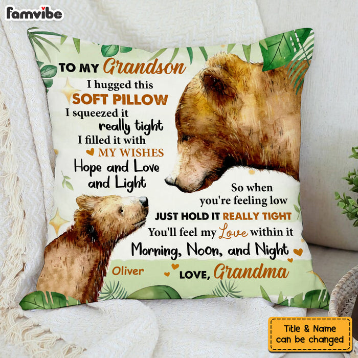 Personalized Gift For Grandson Bear Hug This Pillow 31444 1