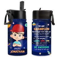 Personalized Gift For Amazing Grandson Outer Space- Kid Water Bottle Kids Water Bottle 31265 thumb 1
