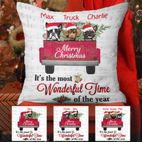 Personalized Dog  Red Truck Christmas The Most Wonderful Time  Pillow OB22 87O34 thumb 1
