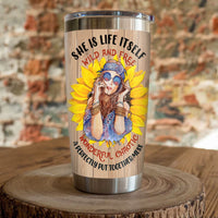 Personalized Hippie Girl Sunflower Steel Tumbler JN182 67O58 thumb 1