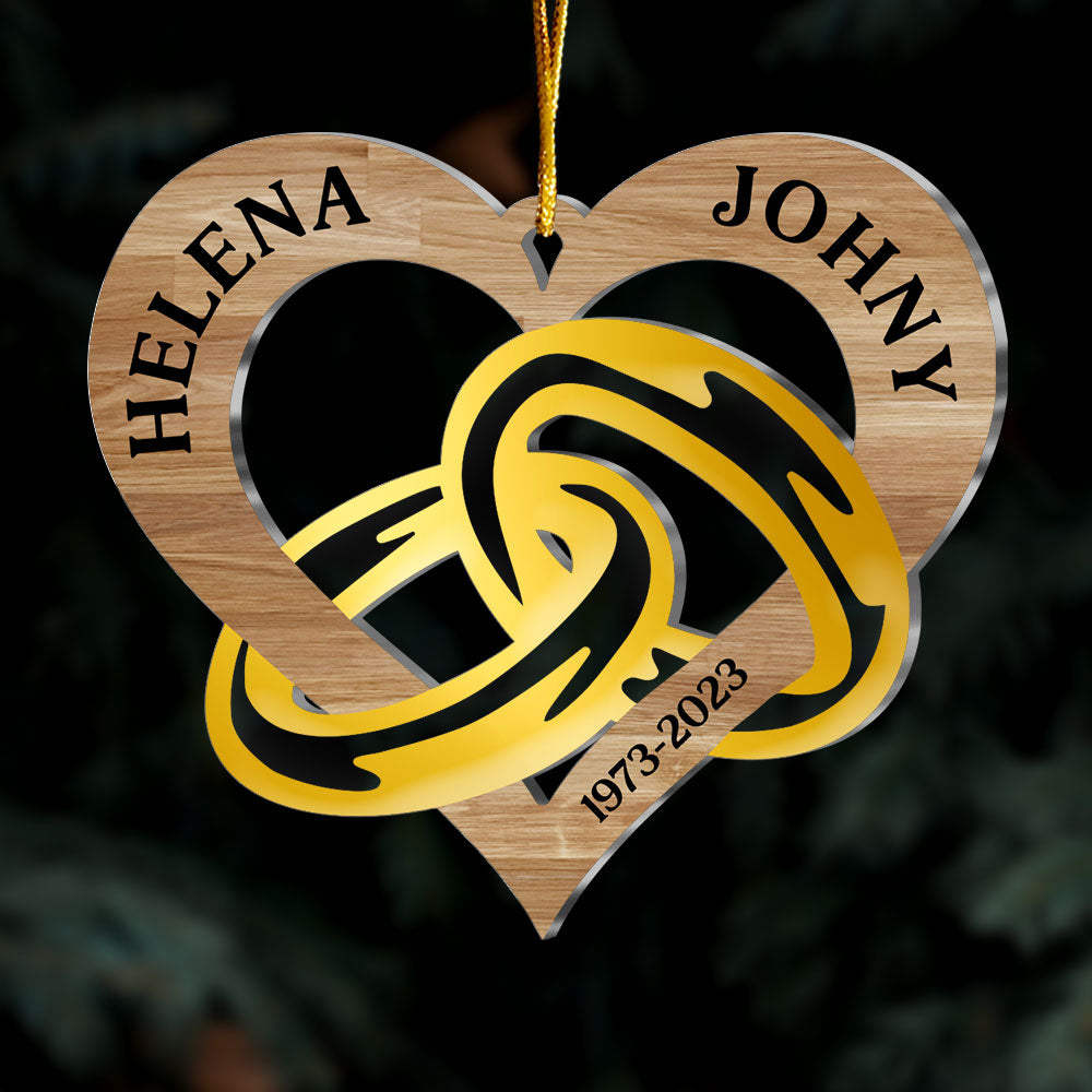 Personalized Gift For Couple Heart Wedding Ring Ornament Primary Mockup