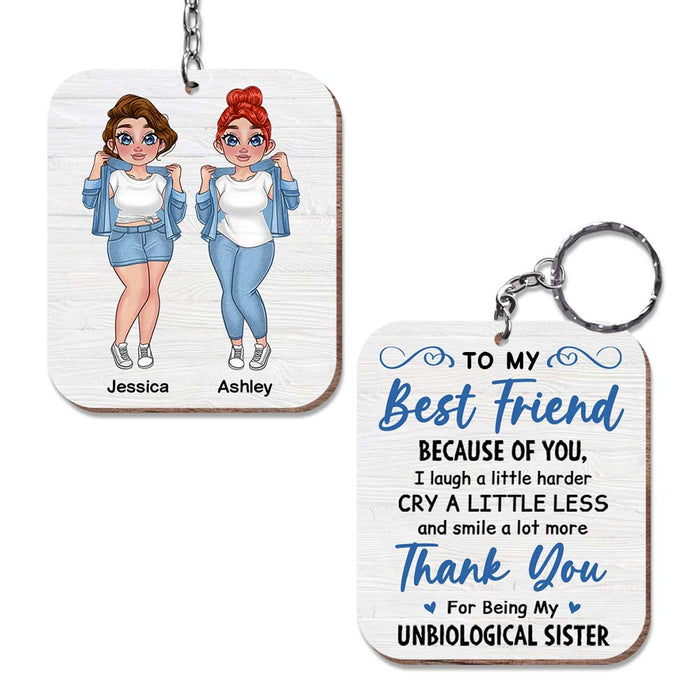 Personalized Friends Thank You Unbiological Sister Wood Keychain 24588 1