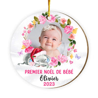 Personalized Gift For Grandkids Baby First French Circle Ornament 30132 thumb 1