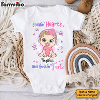 Personalized Gift For Baby First Stealin' Hearts and Bustin' Farts Baby Onesie 31287 thumb 1