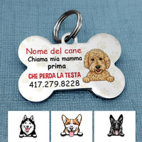Personalized Dog Call My Mom Cane Italian Bone Pet Tag AP1211 30O34 thumb 1