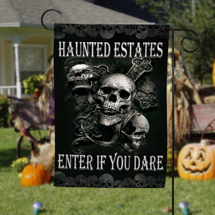 Skull Haunted Estates Halloween Flag JL153 81O36 1