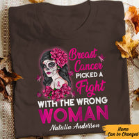Personalized Pick A Fight  Skull Girl Breast Cancer T Shirt AG252 73O57 thumb 1