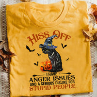 Black Cat Hiss Off Halloween Gold T Shirt JL175 85O58 thumb 1