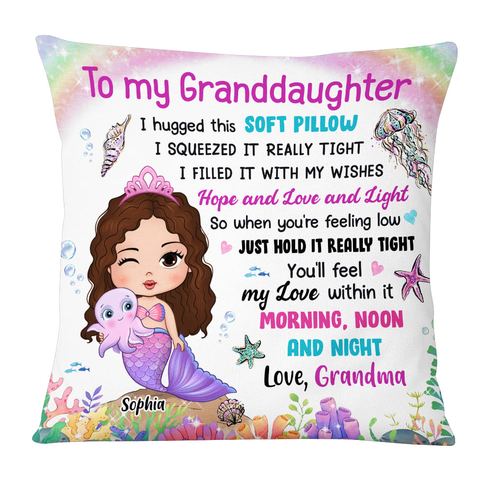 Personalized Gift To My Granddaughter Mermaid Hug This Pillow 27734 Primary Mockup