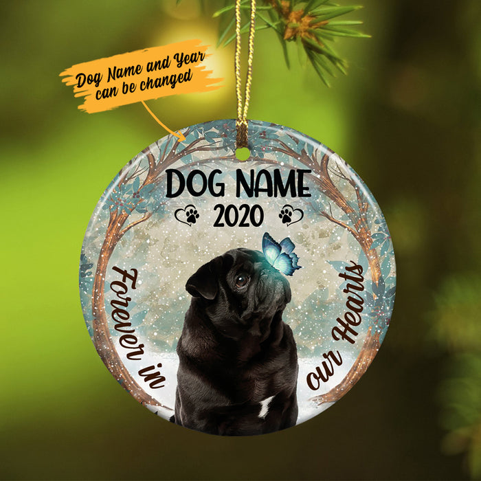 Personalized Forever In Our Hearts Pug Dog Memorial  Ornament OB223 73O36 1