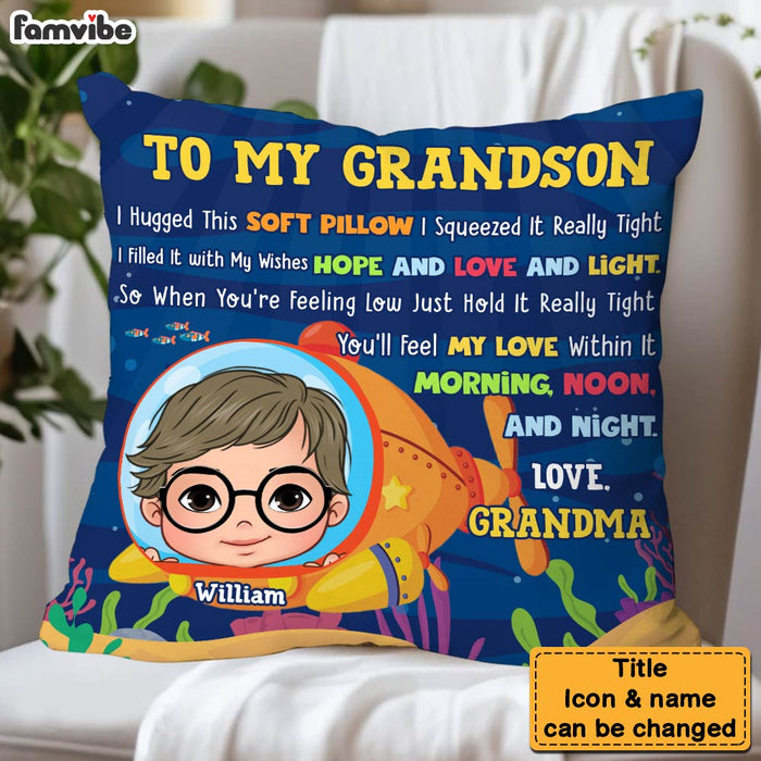 Personalized Gift For Grandson To My Grandson Submarine Ocean Theme Pillow 30858 1