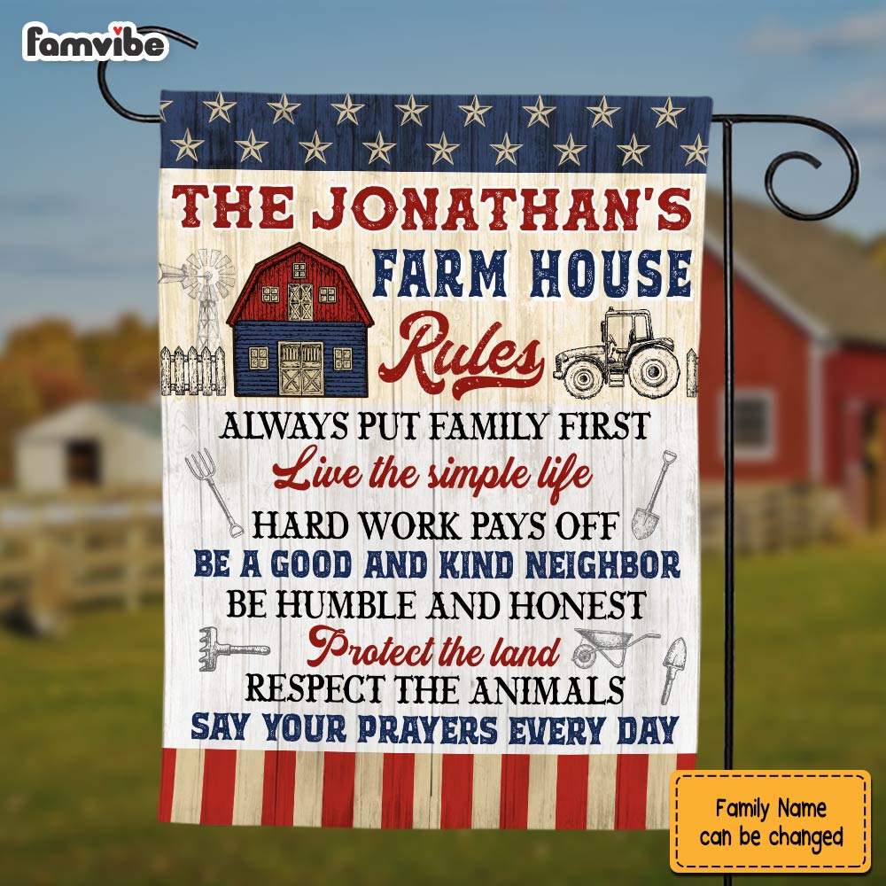 Personalized Gift For Family Farmhouse Rules Flag 26230 Primary Mockup