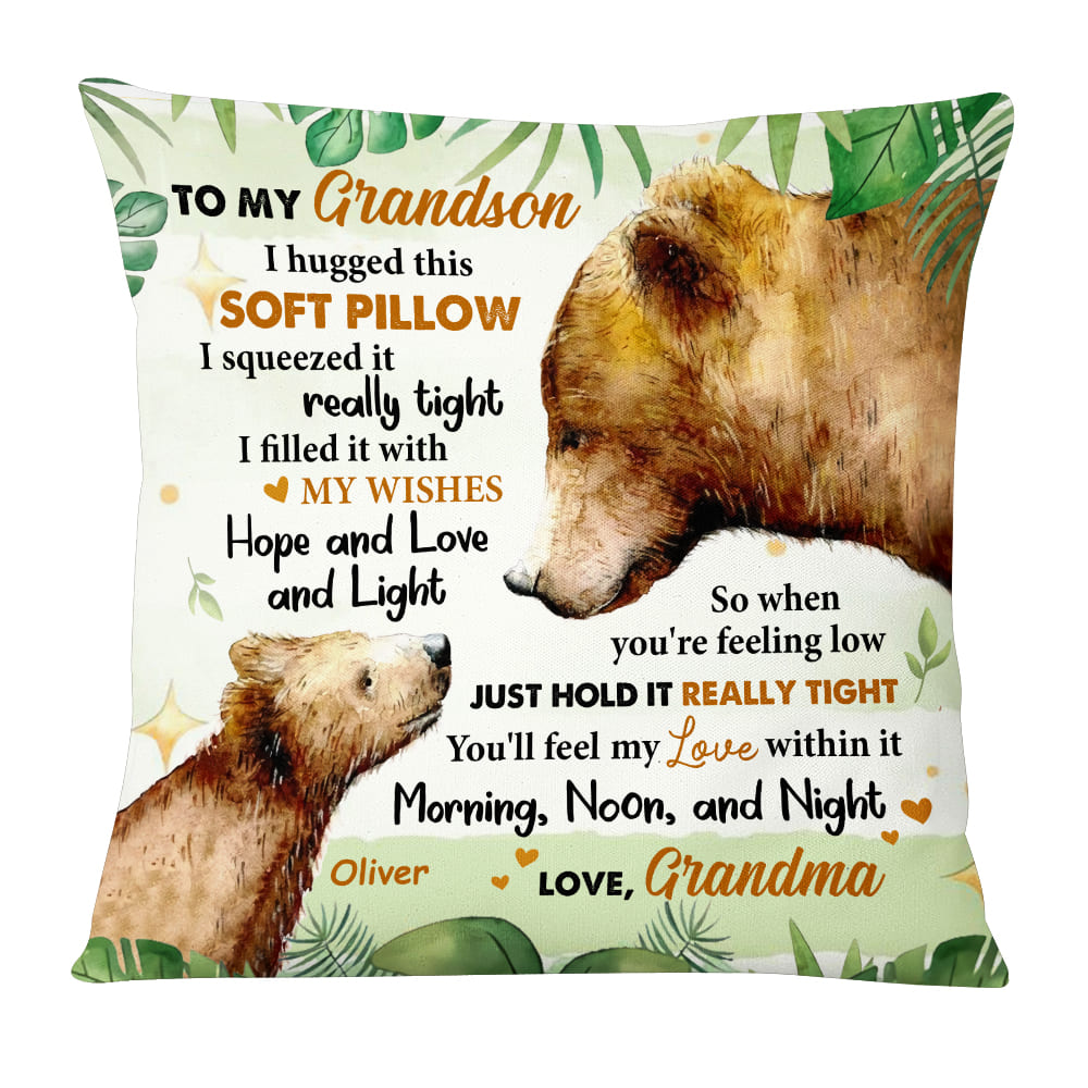 Personalized Gift For Grandson Bear Hug This Pillow 31444 Primary Mockup