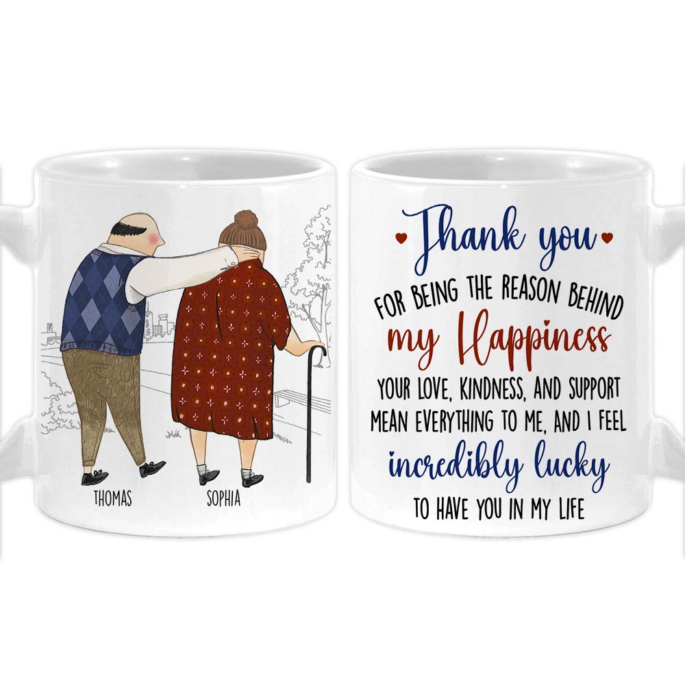 Personalized Couple Gift Thank You For Being The Reason Behind My Happiness Mug Primary Mockup