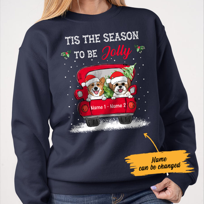 Personalize Dog Red Truck Christmas Sweatshirt NB242 95O36 1
