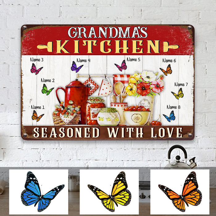 Personalized Grandma Butterflies Kitchen Metal Sign JL103 30O57 1