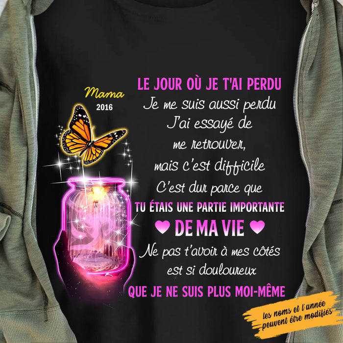 Personalized Butterflies Memorial Mom Dad Mémorial French T Shirt AP92 30O47 1