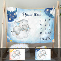 Personalized Elephant Baby Milestone Blanket OB203 81O60 thumb 1