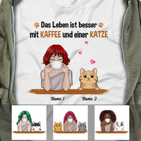 Personalized Cat Mom German Katze Mutter T Shirt AP162 26O53 thumb 1