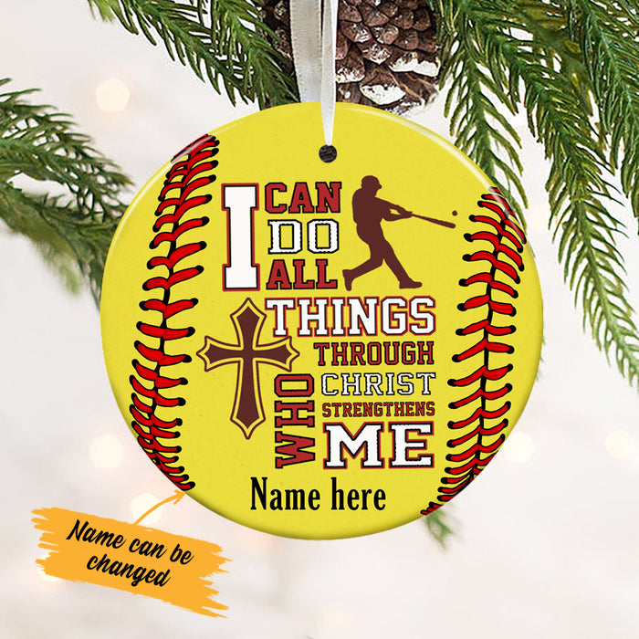 Personalized Baseball Softball Christ  Circle Ornament NB93 81O34 1