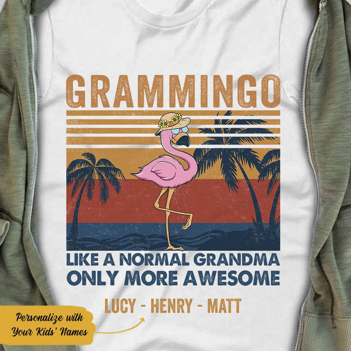 Personalized Flamingo Grandma  White T Shirt JN133 85O58 1