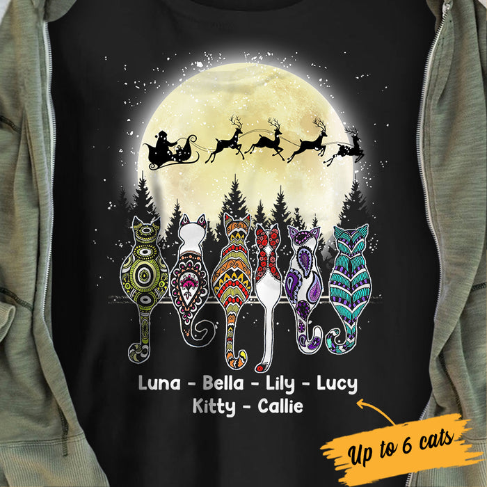 Personalized Cat Christmas Watching Santa T Shirt OB265 81O34 1