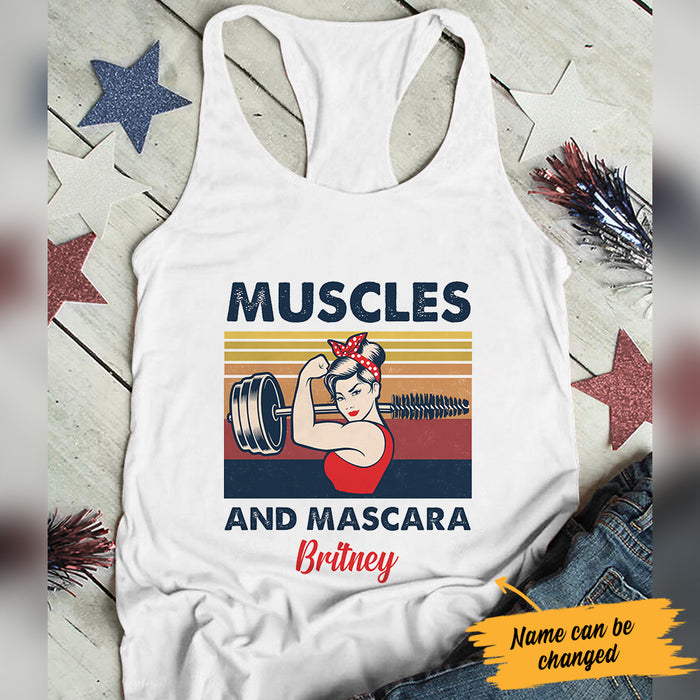 Personalized Gym Women Muscles & Mascara Racerback Tank JL105 95O34 1