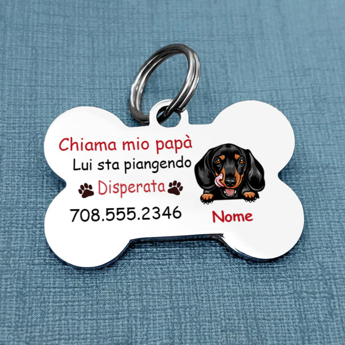 Personalized Dog Lost  Italian Cane Cagna Bone Pet Tag AP1313 81O34 1