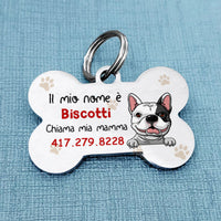 Personalized Cane Chiama Mia Mamma Italian Dog Call My Mom Bone Pet Tag AP132 67O58 thumb 1