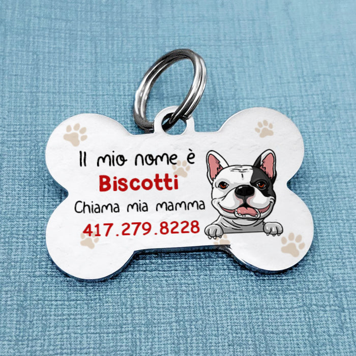 Personalized Cane Chiama Mia Mamma Italian Dog Call My Mom Bone Pet Tag AP132 67O58 1