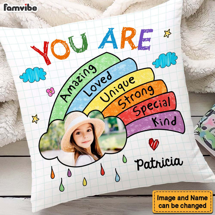 Personalized Affirmation Gift For Kids You Are Amazing Upload Photo Pillow 26483 1