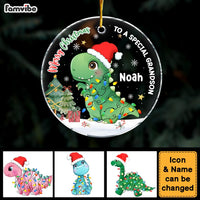 Personalized Christmas Gift For Grandson Dinosaur Merry Christmas Circle Ornament 30378 thumb 1