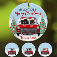 Personalized We Woof You Dog Christmas Red Truck Cernamic Ornament OB63 73O57 thumb 1