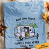 Personalized Camping Girl & Her Dog White T Shirt JN156 81O61 1