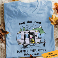 Personalized Camping Girl & Her Dog White T Shirt JN156 81O61 thumb 1