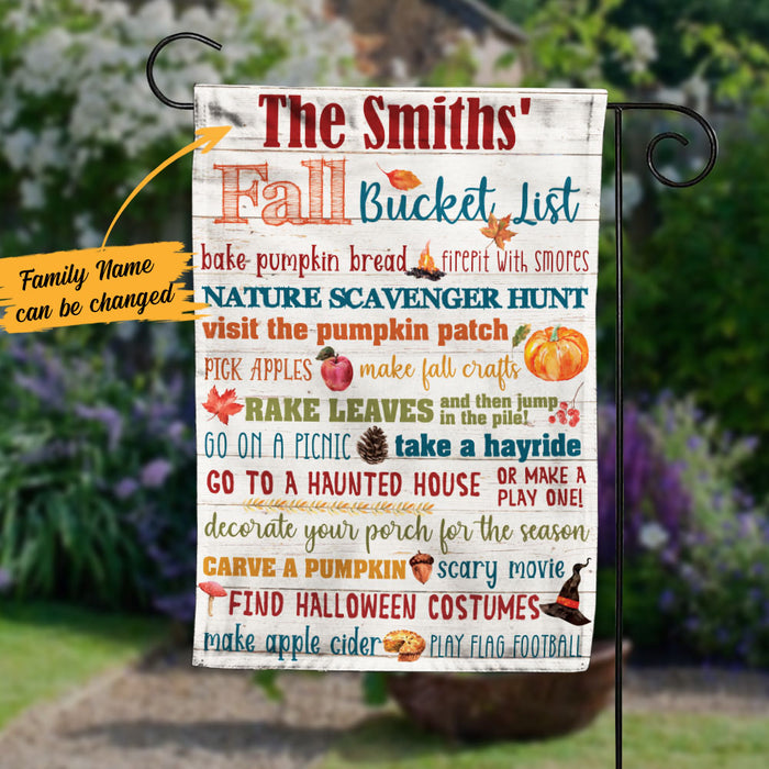 Personalized Fall Family Bucket List Flag AG221 67O58 1