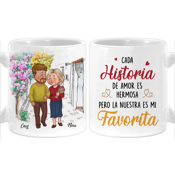 Personalized Couple Spanish Cada Historia De Amor Es Hermosa Mug 31073 1