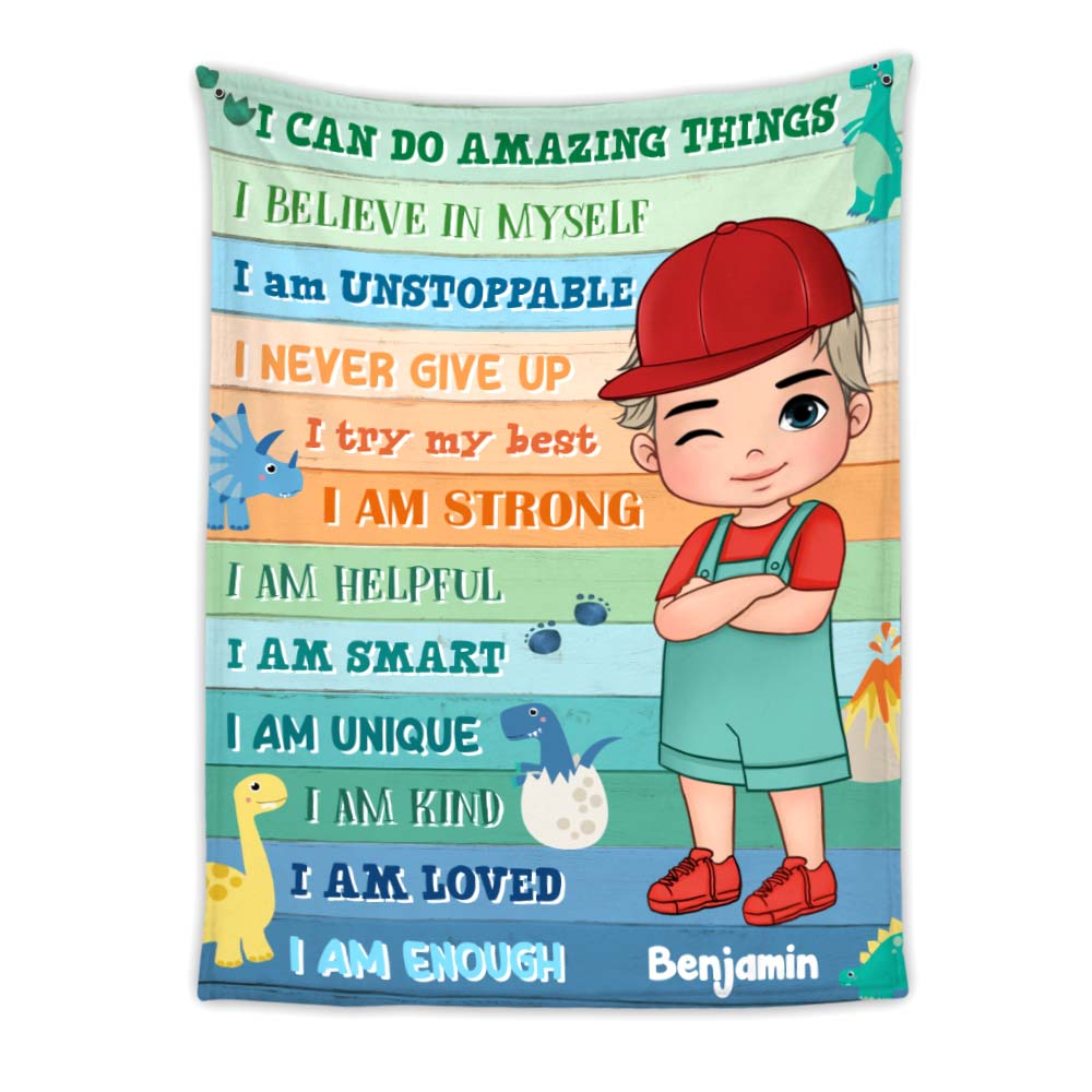 Personalized Inspiring Gift For Grandson 'I Am' Affirmation Blanket 31372 Primary Mockup