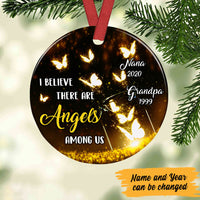 Personalized Memorial Nana Grandpa Butterfly Heaven  Circle Ornament NB113 99O60 thumb 1