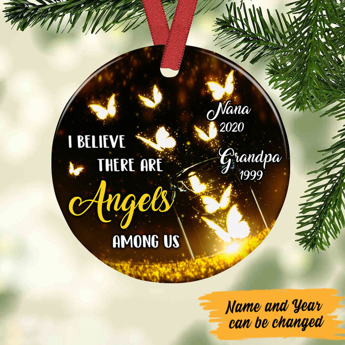 Personalized Memorial Nana Grandpa Butterfly Heaven  Circle Ornament NB113 99O60 1