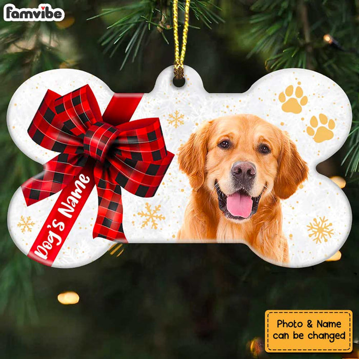 Personalized Christmas Dog Photo Bone Ornament OB281 26O36 1