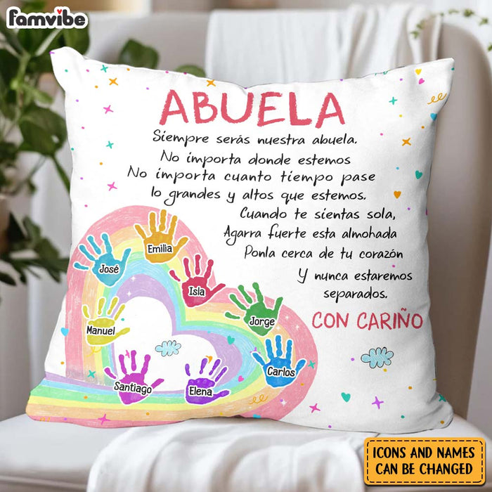 Personalized Gift For Grandma Abuela Spanish Handprints Pillow 30605 1