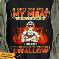 Personalized Dad BBQ Swallow My Meat T Shirt JL82 24O36 thumb 1