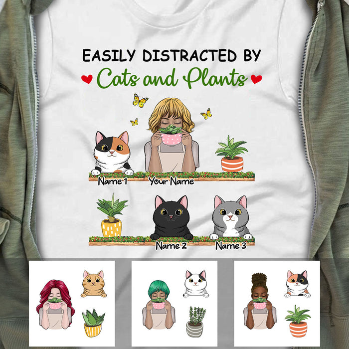 Personalized Grandma Easily Distracted By Plant Cat T Shirt MR171 65O53 1